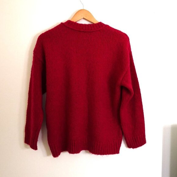 J. Crew Wool Alpaca Blend Button Shoulder Sweater Raspberry Red Size XS - Picture 5 of 6